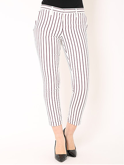 レジメンタルストライプクロップドパンツ