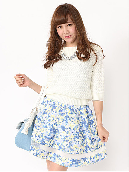 シアーライン花柄スカート