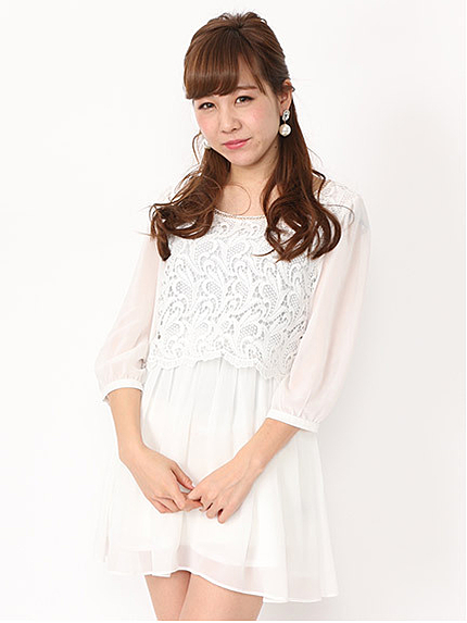 レースコンビフレアチュニック