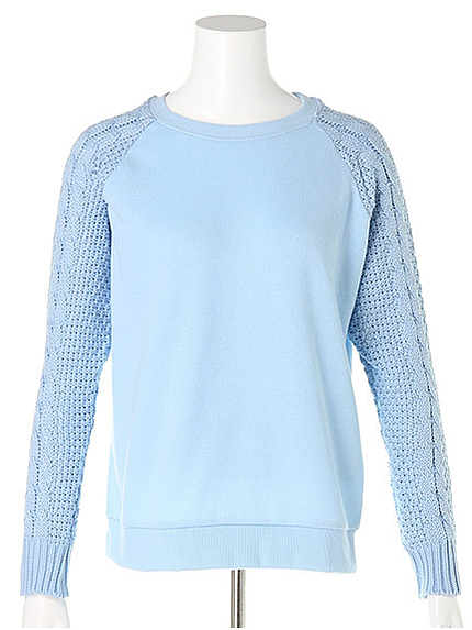 裏毛×ニット切替ラグランプルオバー