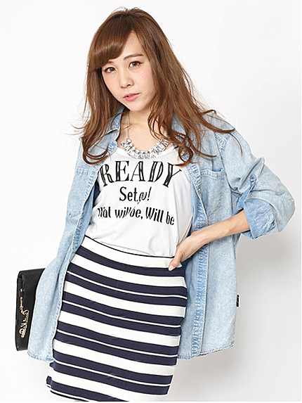 15.SS  デニムシャツ+ロゴタンクトップＳｅｔ