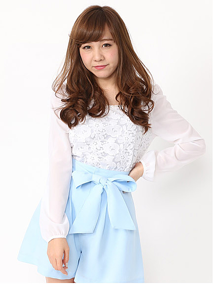 レースビジューシフォンブラウス