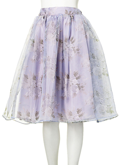 【W】ブーケ花柄オーガンジースカート
