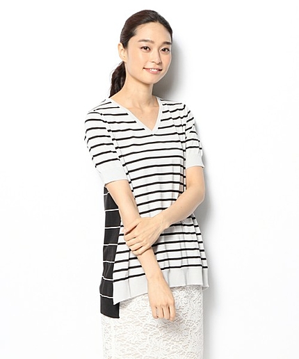 ブロッキングボーダーチュニックニット