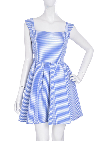 ギンガムBackリボンワンピ