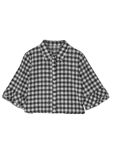 コットンギンガムフリルシャツ