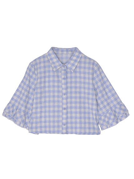 コットンギンガムフリルシャツ