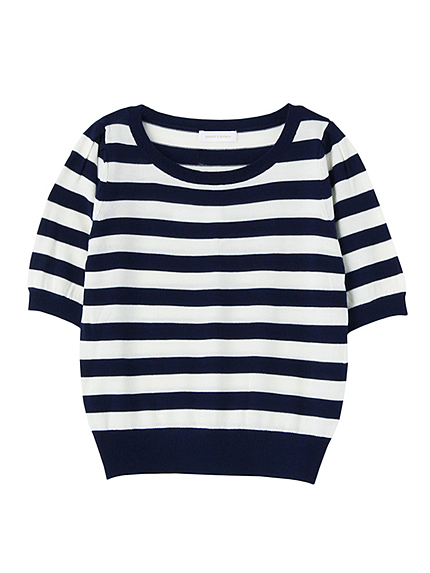 スリーブタックボーダーニット