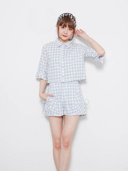 コットンギンガムチェックショートパンツ