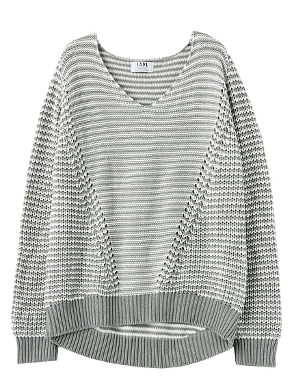 ボーダーMIXVニットTOPS