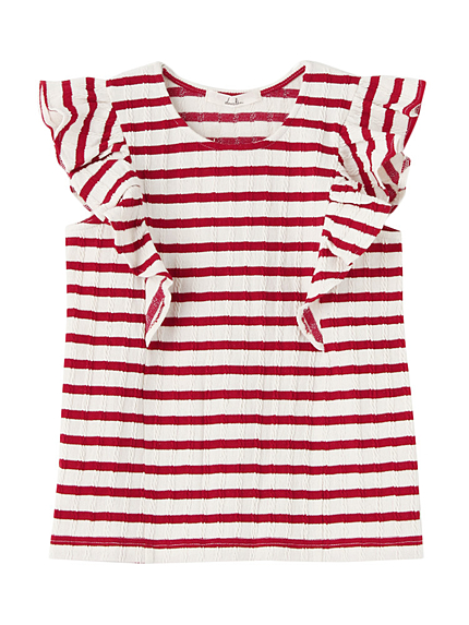 【W】ケーブルボーダーラッフルTOPS