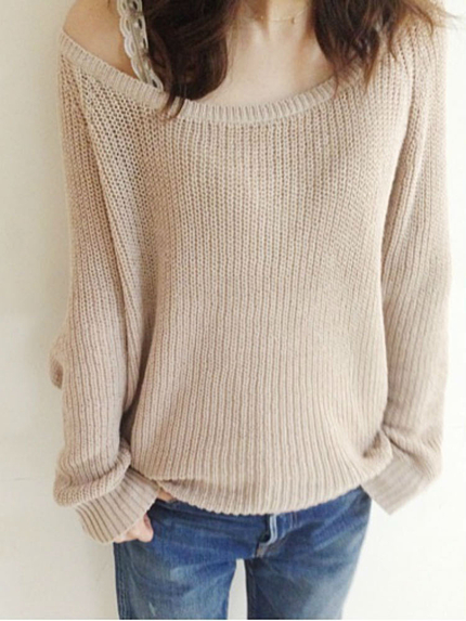 ドルマンオフショルカラーニット