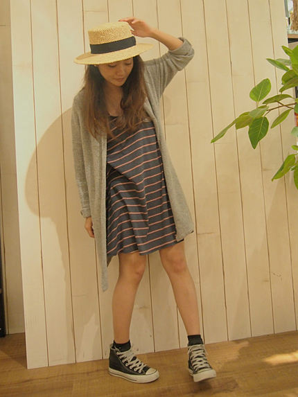 ボーダーロングタンクワンピース