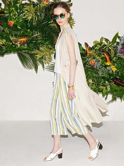 【MODE】マルチストライプクロップドワイドパンツ