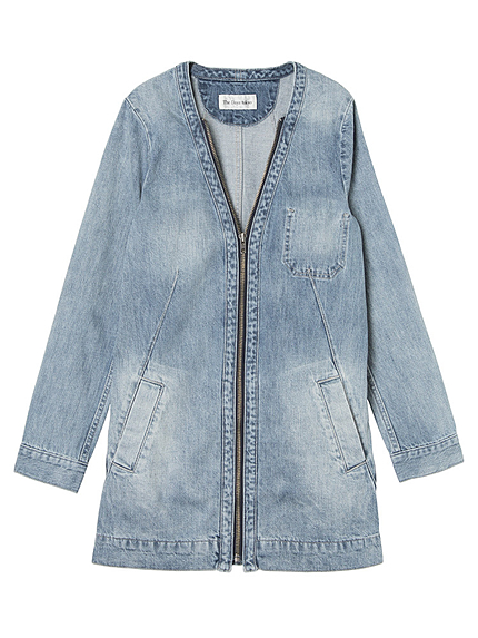 Vネックデニムロングジャケット