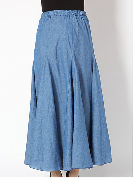 デニム切替ロングスカート