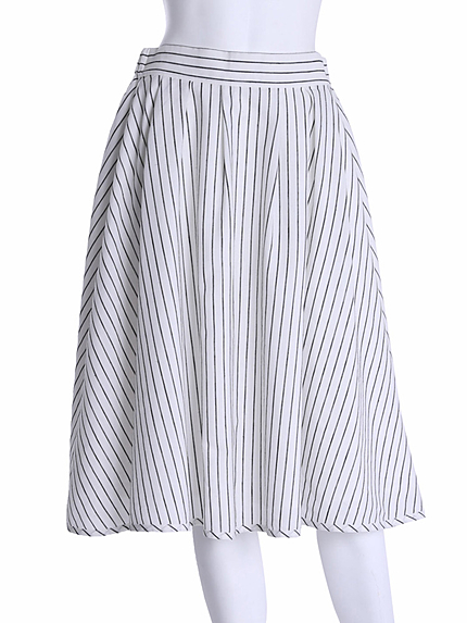 【DUO】 ストライプリネンフレアスカート