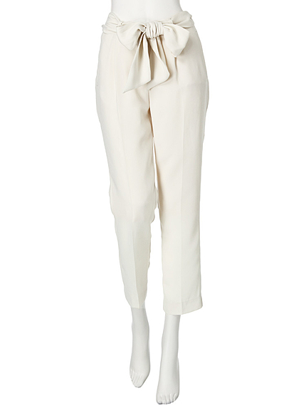 【W】ウエストリボンテーパードパンツ