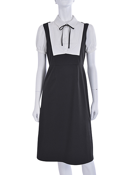 グログランリボン付フェイクシャツワンピース