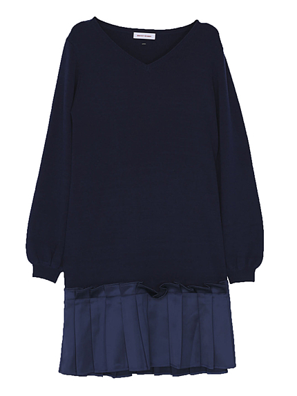 H/Gサテン切替ニットワンピース