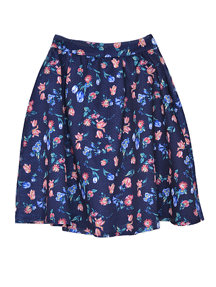 オリジナルフラワードットミディスカート