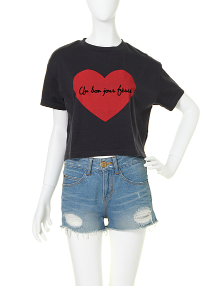 【R】ハートモチーフプリントTシャツ