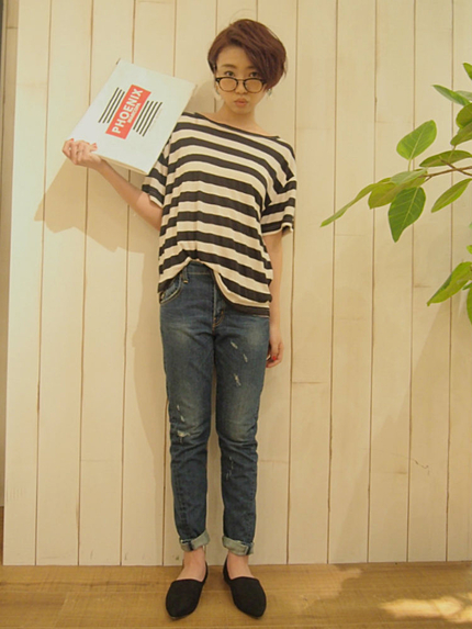 ダメージベグトップデニム