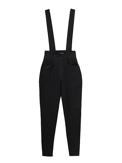 レイヤードデニムサロペットパンツ