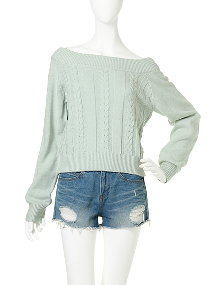 【dazzlin】オフショルケーブルニット