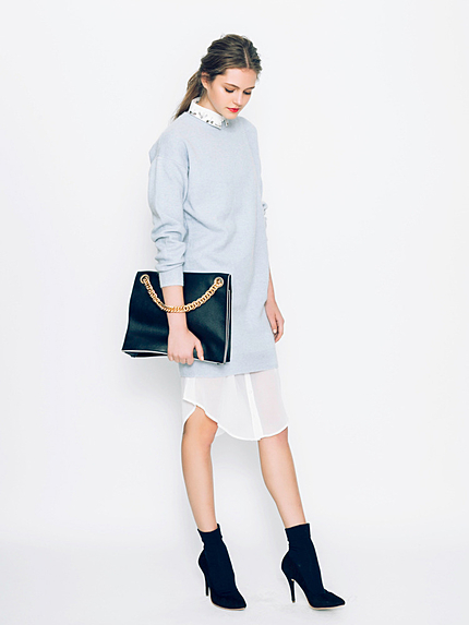 シャツヘムニットワンピース