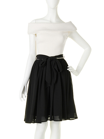 【W】オフショルコンビワンピース