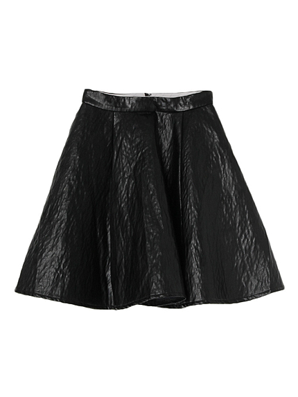 フェイクレザーフレアスカート