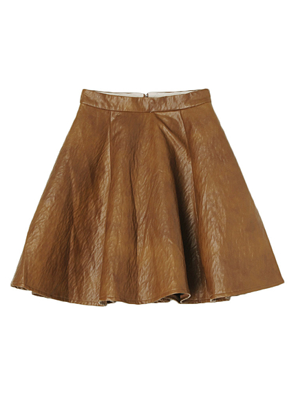 フェイクレザーフレアスカート