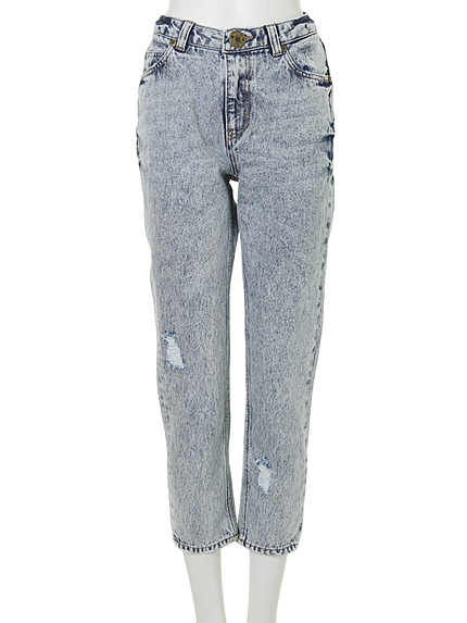 【CASUAL】クロップドクラッシュデニムパンツ