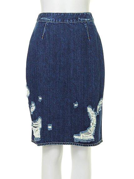 【CASUAL】クラッシュデニムタイトスカート