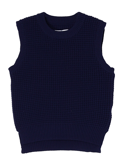 ワッフルノースリーブニットプルオーバー