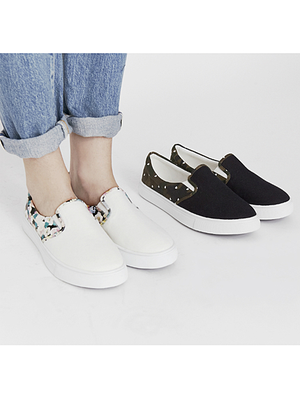 花柄スリッポン