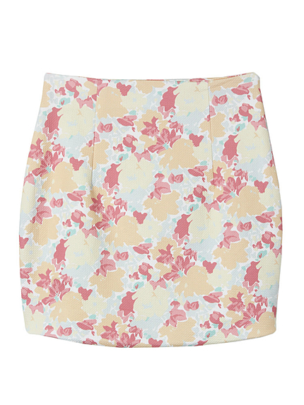 MIXカラーフラワータイトスカート