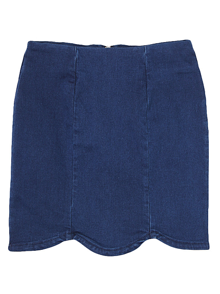 カッティングデニムタイトスカート