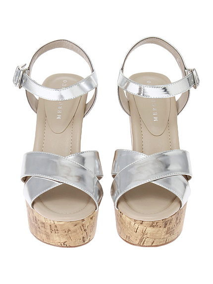 【GDS】 ミックスメタリックウェッジサンダル