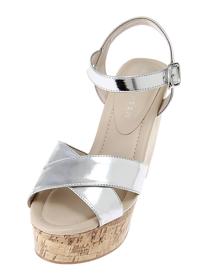 【GDS】 ミックスメタリックウェッジサンダル