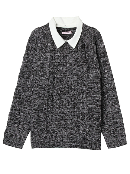 MIXケーブル襟付きプルオーバー