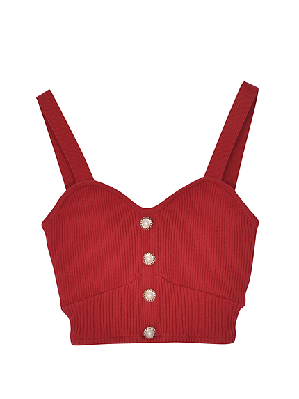 ヴィンテージボタンリブニットビスチェ