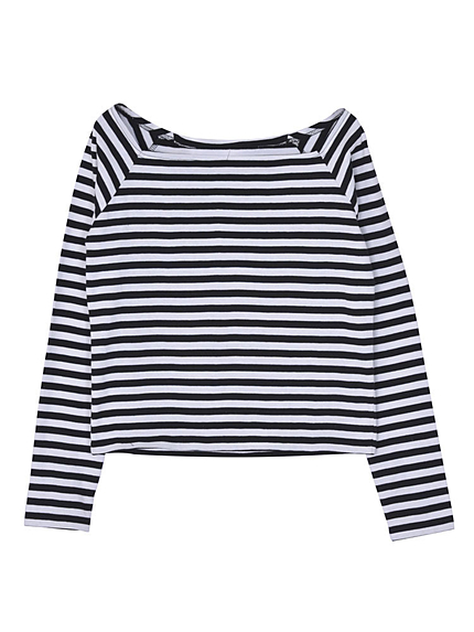 スクエアネックボーダーロンT