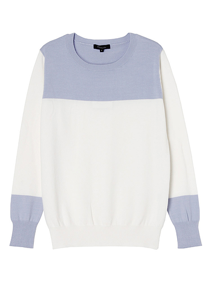 【LUX】 バイカラークルーネックニット