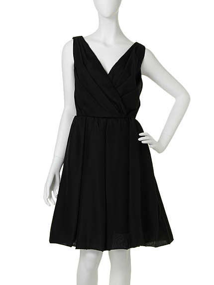 Ｖネックオーガンジーフレアワンピース