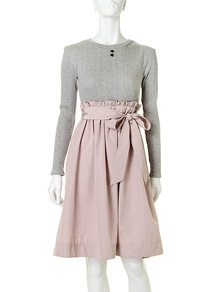 《sweet4月号　鈴木えみさん着用》カットリブニットドッキングワンピース