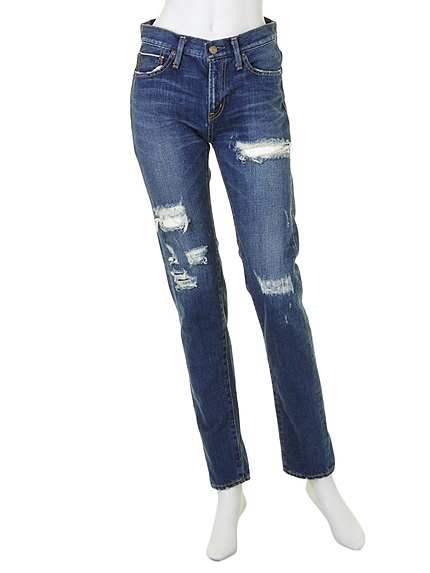 セルヴィッチダメージストレートデニム