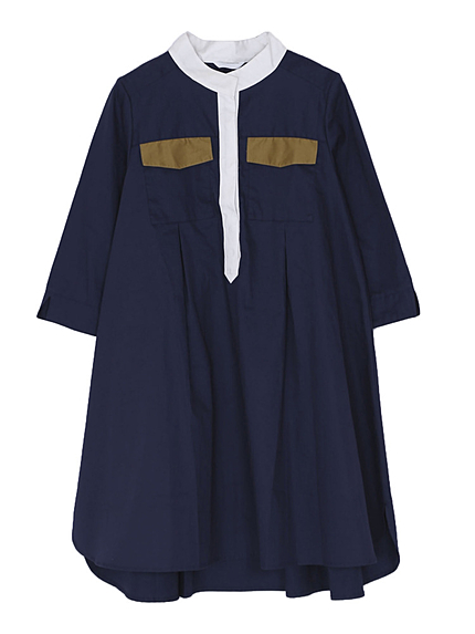 【TC】スタンドネックシャツワンピース