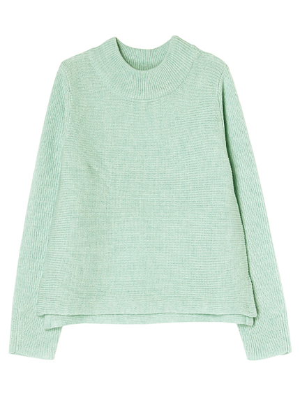 【LUX】 スタンドカラーあぜ編みニット(ミント)